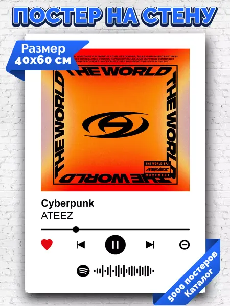 Arthata-spotify постер Спотифай постер Спотифай постер ATEEZ - Cyberpunk 40х60