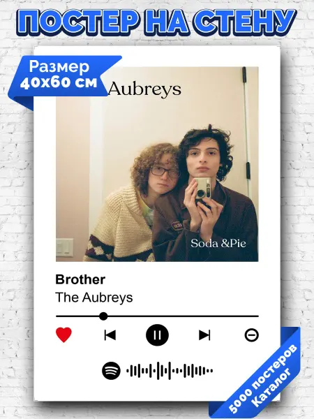 Arthata-spotify постер Спотифай постер Спотифай плакат The Aubreys - Brother 40х60