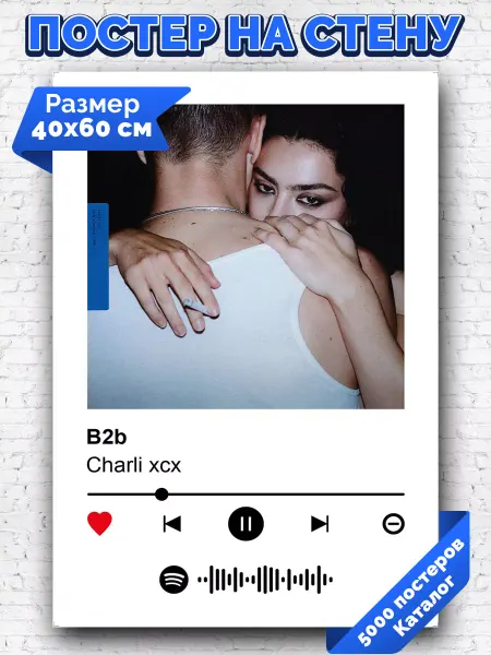 Arthata-spotify постер Спотифай постер Плакат на стену Charli xcx - B2b 40х60