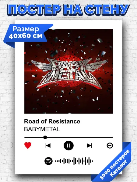 Arthata-spotify постер Спотифай постер Плакат на стену BABYMETAL - Road of Resistance 40х60