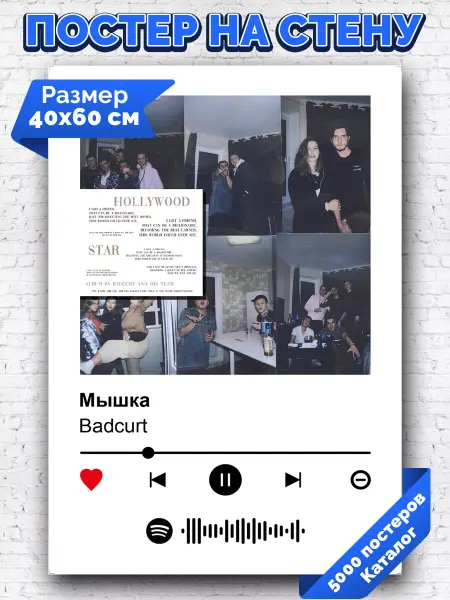 Arthata-spotify постер Спотифай постер Спотифай постер BadCurt - Мышка 40х60