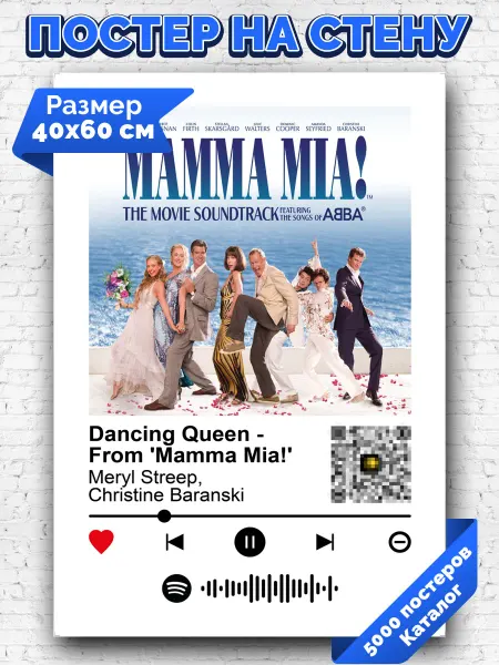 Arthata-spotify постер Спотифай постер Плакат Christine Baranski Meryl Streep - Dancing Queen 40х60