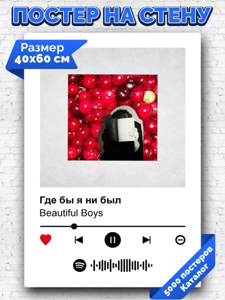 Arthata-spotify постер Спотифай постер Спотифай постер Beautiful Boys - Где бы я ни был 40х60