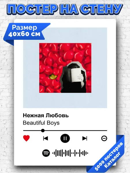 Arthata-spotify постер Спотифай постер Спотифай постер Beautiful Boys - Нежная Любовь 40х60