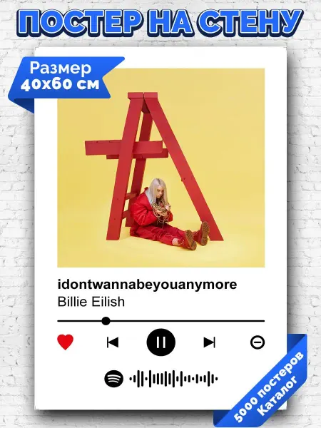 Arthata-spotify постер Спотифай постер Спотифай постер Billie Eilish - idontwannabeyouanymore 40х60