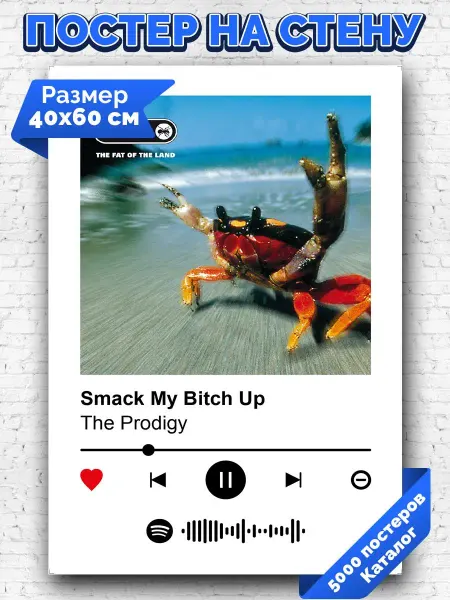 Arthata-spotify постер Спотифай постер Спотифай постер The Prodigy - Smack my bitch up 40х60