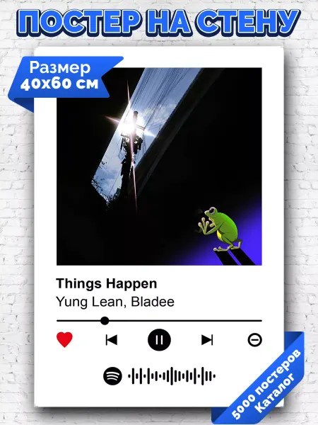 Arthata-spotify постер Спотифай постер Плакат на стену Yung Lean Bladee - Things Happen 40х60