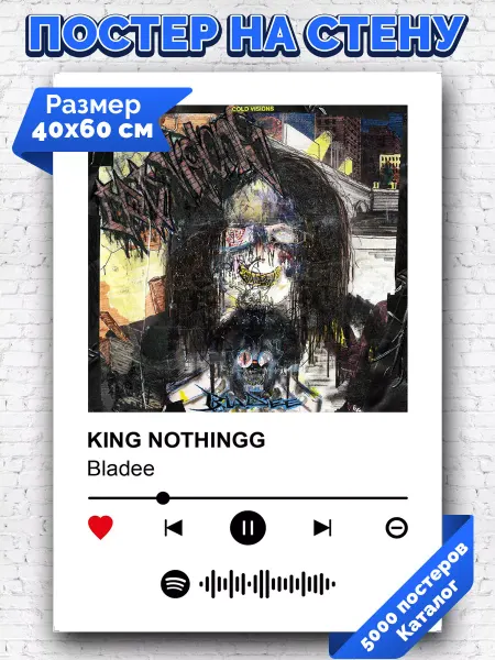 Arthata-spotify постер Спотифай постер Плакат на стену Bladee - King Nothingg 40х60
