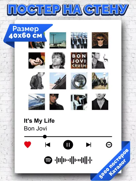 Arthata-spotify постер Спотифай постер Спотифай плакат Bon Jovi - It s my life 40х60