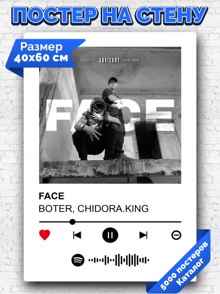 Arthata-spotify постер Спотифай постер Плакат на стену BOTER CHIDORA KING - FACE 40х60