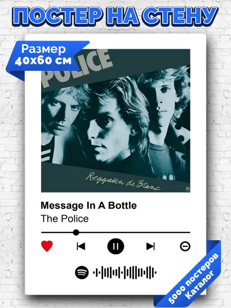 Arthata-spotify постер Спотифай постер Спотифай постер The Police - Message In A Bottle 40х60