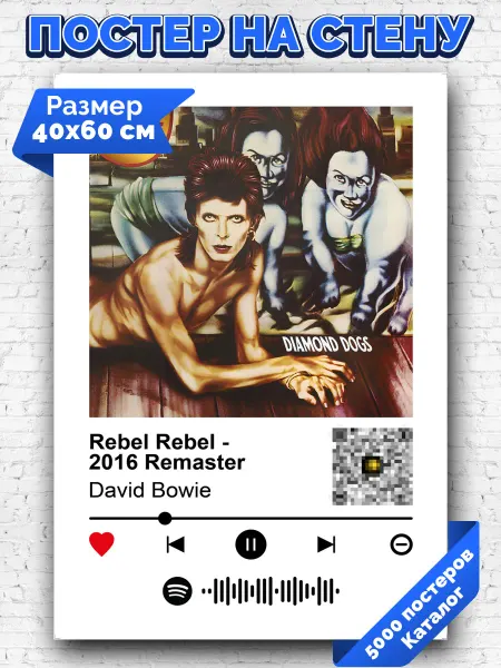 Arthata-spotify постер Спотифай постер Спотифай постер David Bowie - Rebel Rebel 40х60