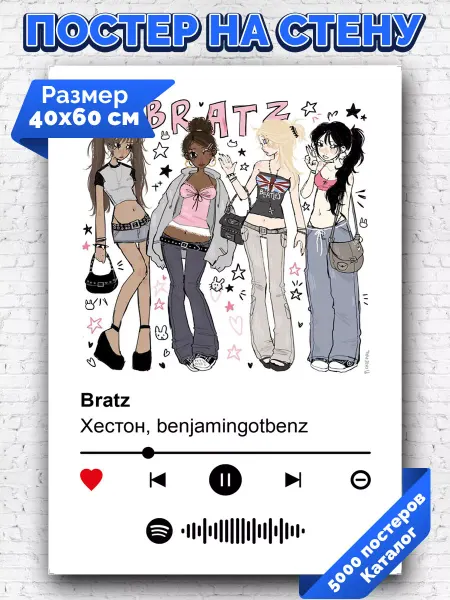 Arthata-spotify постер Спотифай постер Спотифай постер хестон - bratz 40х60
