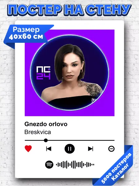 Arthata-spotify постер Спотифай постер Спотифай плакат Breskvica - Gnezdo Orlovo 40х60