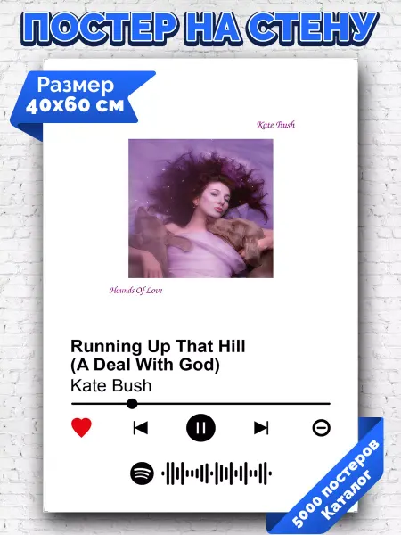 Arthata-spotify постер Спотифай постер Спотифай постер Kate Bush - Running up That Hill 40х60