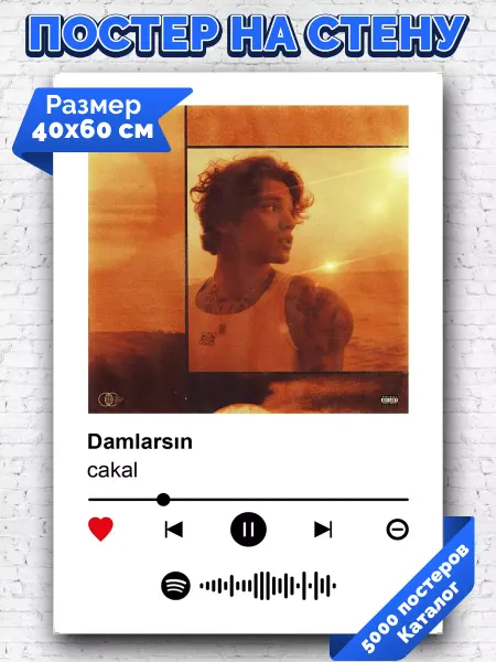 Arthata-spotify постер Спотифай постер Плакат на стену cakal - Damlarsın 40х60