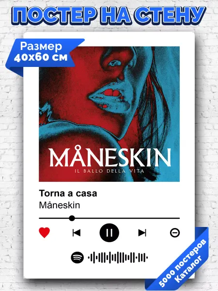 Arthata-spotify постер Спотифай постер Спотифай постер Maneskin - Torna a casa 40х60