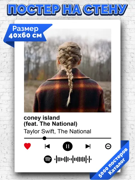Arthata-spotify постер Спотифай постер Постер Taylor Swift The National - Coney Island 40х60