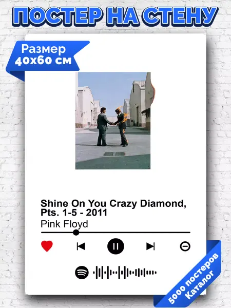 Arthata-spotify постер Спотифай постер Постер Pink Floyd - Shine On You Crazy Diamond 40х60