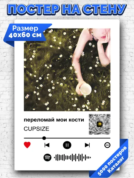 Arthata-spotify постер Спотифай постер Спотифай плакат CUPSIZE - переломай мои кости 40х60