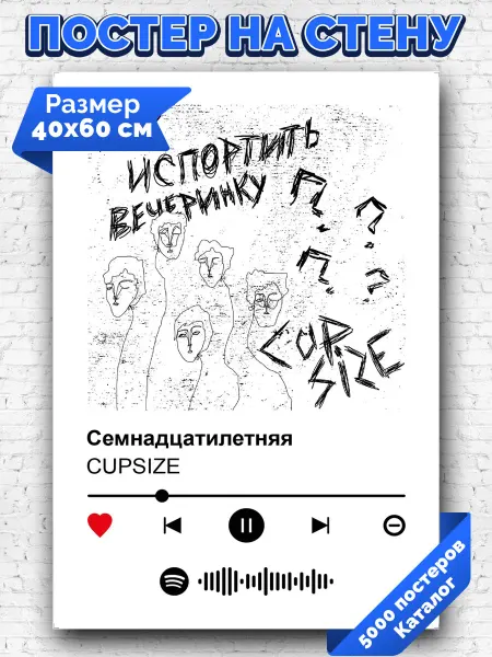 Arthata-spotify постер Спотифай постер Спотифай плакат CUPSIZE - Семнадцатилетняя 40х60