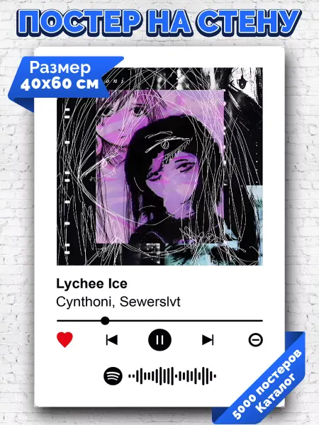 Arthata-spotify постер Спотифай постер Спотифай постер Cynthoni Sewerslvt - Lychee Ice 40х60
