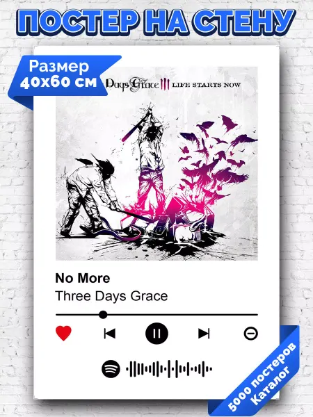 Arthata-spotify постер Спотифай постер Плакат на стену Three Days Grace - No More 40х60