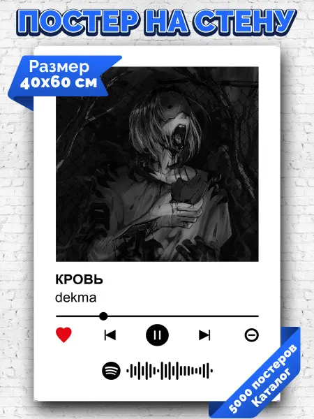 Arthata-spotify постер Спотифай постер Спотифай постер dekma - КРОВЬ 40х60