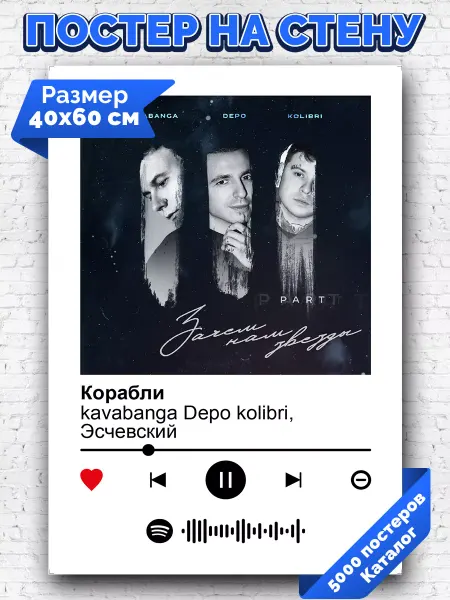 Arthata-spotify постер Спотифай постер Постер kavabanga Depo kolibriЭсчевский - Корабли 40х60