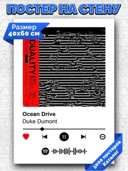 Arthata-spotify постер Спотифай постер Спотифай плакат Duke Dumont - Ocean Drive 40х60