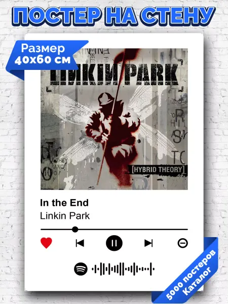 Arthata-spotify постер Спотифай постер Спотифай постер Linkin Park - In the end 40х60