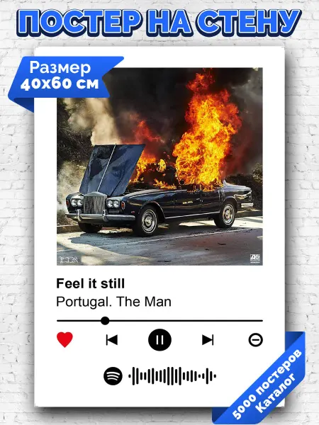 Arthata-spotify постер Спотифай постер Спотифай плакат Portugal The man - Feel it still 40х60