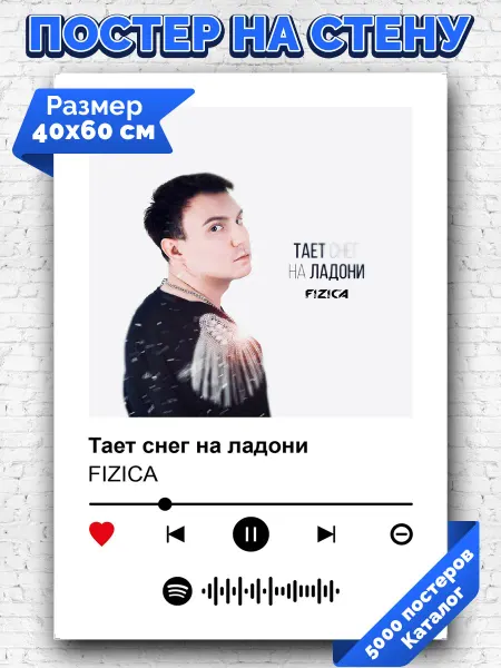 Arthata-spotify постер Спотифай постер Спотифай плакат FIZICA - Тает снег на ладони 40х60