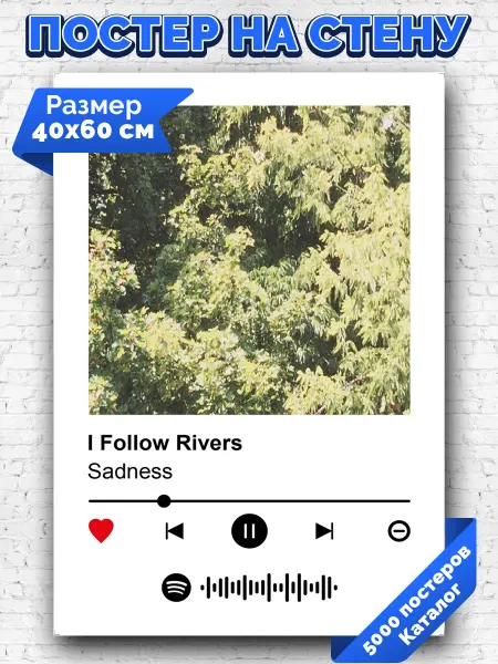 Arthata-spotify постер Спотифай постер Плакат на стену Sadness - I Follow Rivers 40х60