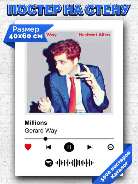 Arthata-spotify постер Спотифай постер Спотифай постер Gerard Way - millions 40х60