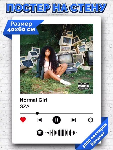 Arthata-spotify постер Спотифай постер Спотифай постер SZA - Normal Girl 40х60