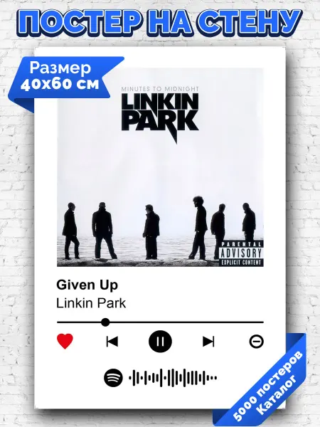 Arthata-spotify постер Спотифай постер Спотифай постер Linkin Park - Given Up 40х60