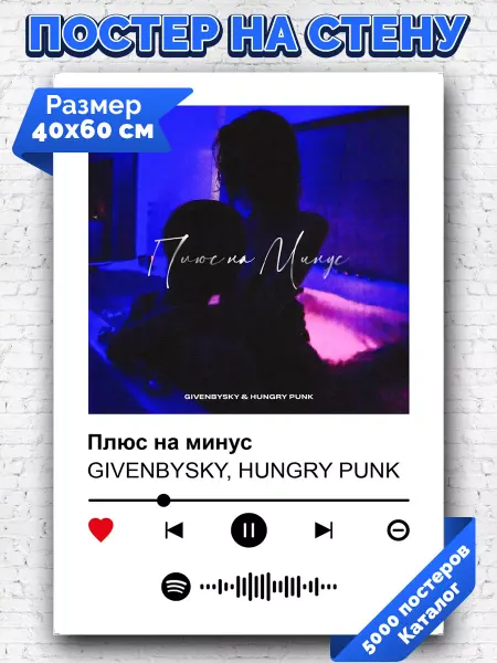Arthata-spotify постер Спотифай постер Плакат на стену GIVENBYSKY HUNGRY PUNK - Плюс на Минус 40х60