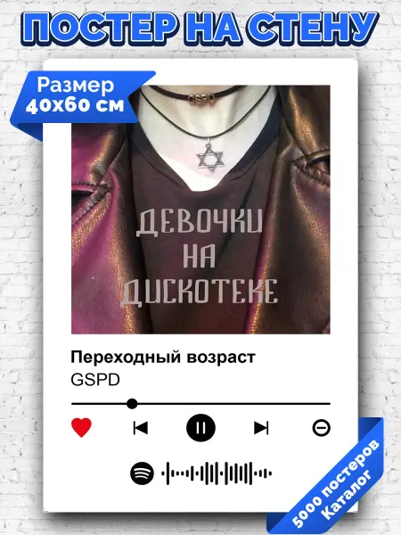Arthata-spotify постер Спотифай постер Плакат на стену GSPD - Переходный возраст 40х60