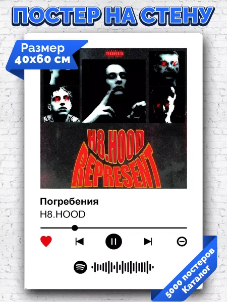 Arthata-spotify постер Спотифай постер Спотифай постер H8 HOOD - Погребения 40х60