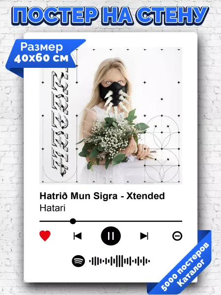 Arthata-spotify постер Спотифай постер Спотифай постер hatari - hatrid mun sigra-xtended 40х60