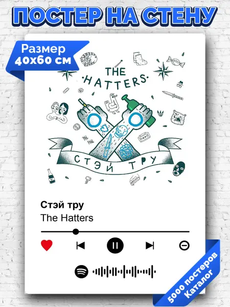 Arthata-spotify постер Спотифай постер Спотифай плакат The Hatters - Стэй тру 40х60