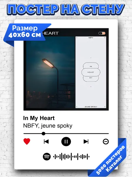 Arthata-spotify постер Спотифай постер Спотифай плакат jeune spoky NBFY - In My Heart 40х60
