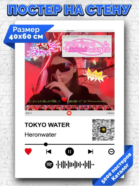 Arthata-spotify постер Спотифай постер Спотифай постер Heronwater - TOKYO WATER 40х60