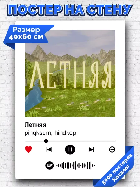 Arthata-spotify постер Спотифай постер Спотифай плакат hindkop pinqkscreen - Летняя 40х60