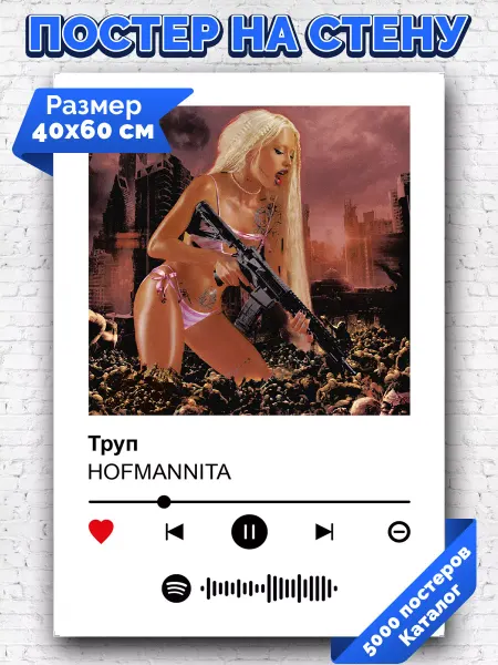 Arthata-spotify постер Спотифай постер Спотифай постер Hofmannita - Труп 40х60