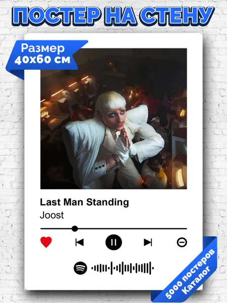 Arthata-spotify постер Спотифай постер Плакат на стену Joost Klein - Last Man Standing 40х60