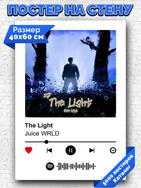 Arthata-spotify постер Спотифай постер Плакат на стену Juice WRLD - The Light 40х60