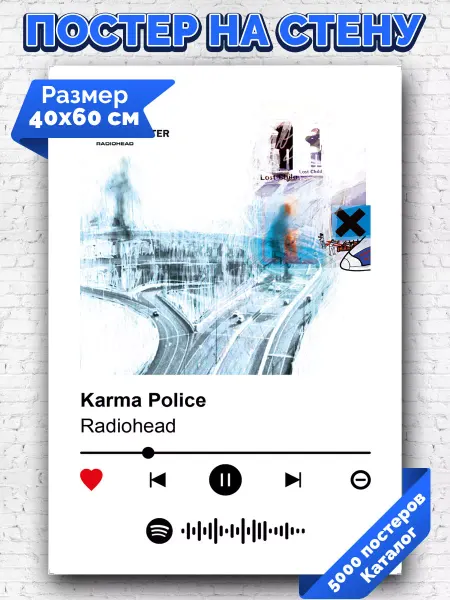Arthata-spotify постер Спотифай постер Спотифай постер Radiohead - Karma Police 40х60