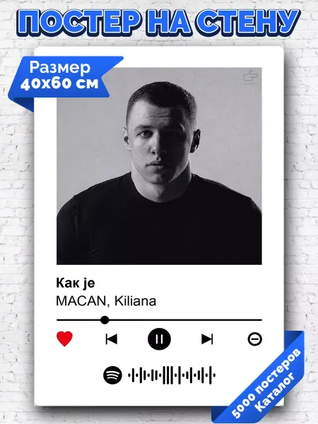 Arthata-spotify постер Спотифай постер Спотифай плакат Macan Kiliana - Как je 40х60